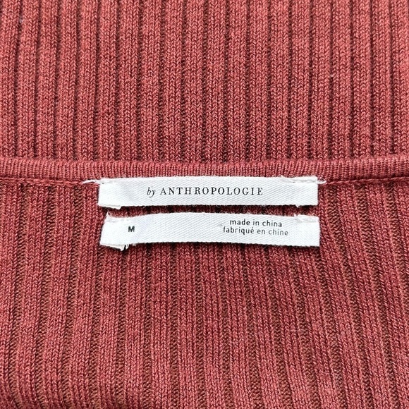 by Anthropologie Brown Ribbed Double Cut Out Knit Sweater Cinnamon Size M - Picture 13 of 15